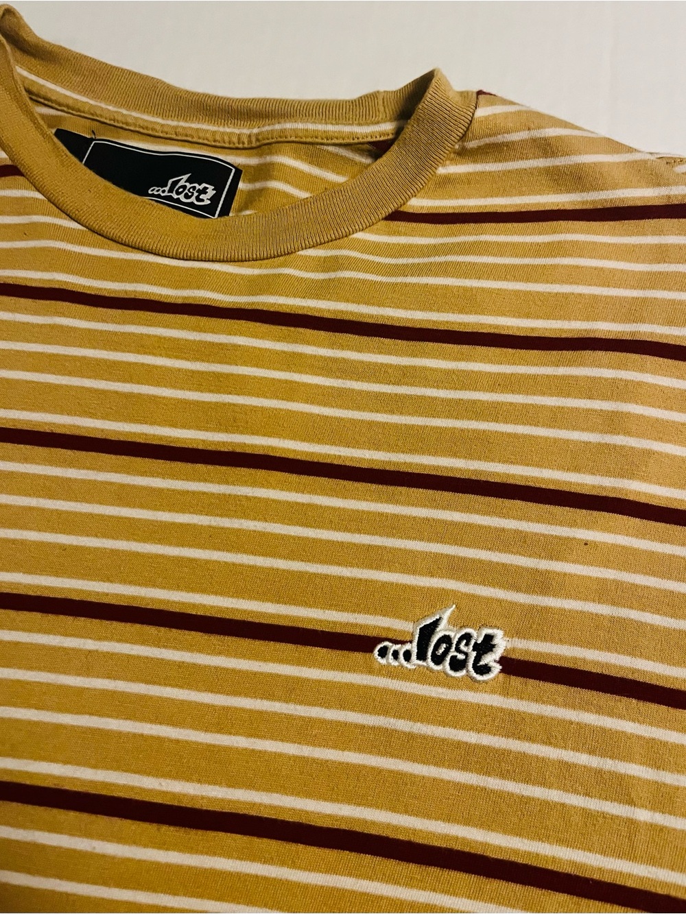 VTG Lost Enterprises Striped T-Shirt LARGE Skater Snowboard Surf GREAT CONDITION